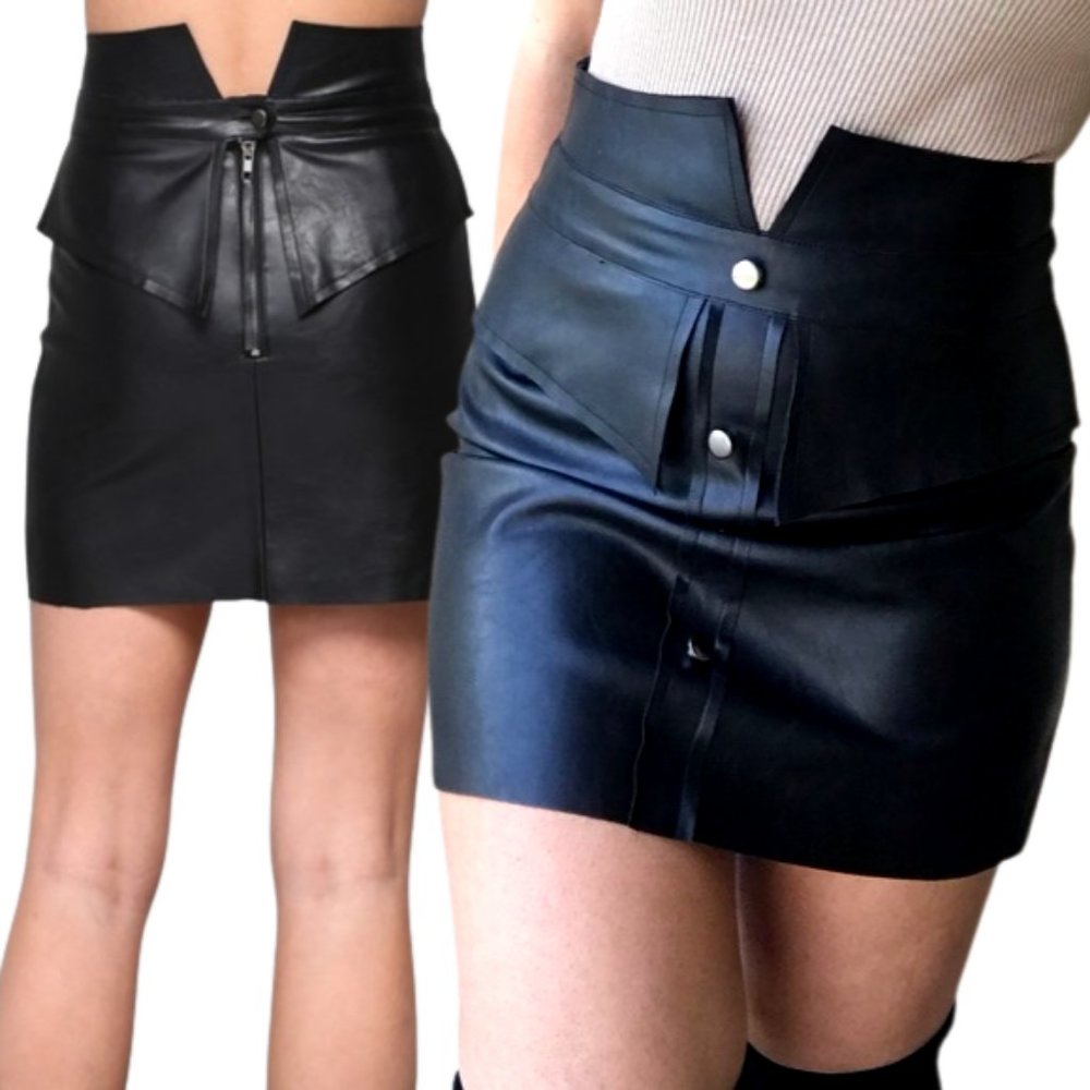 black leather mini skirt - Picture 9 of 9
